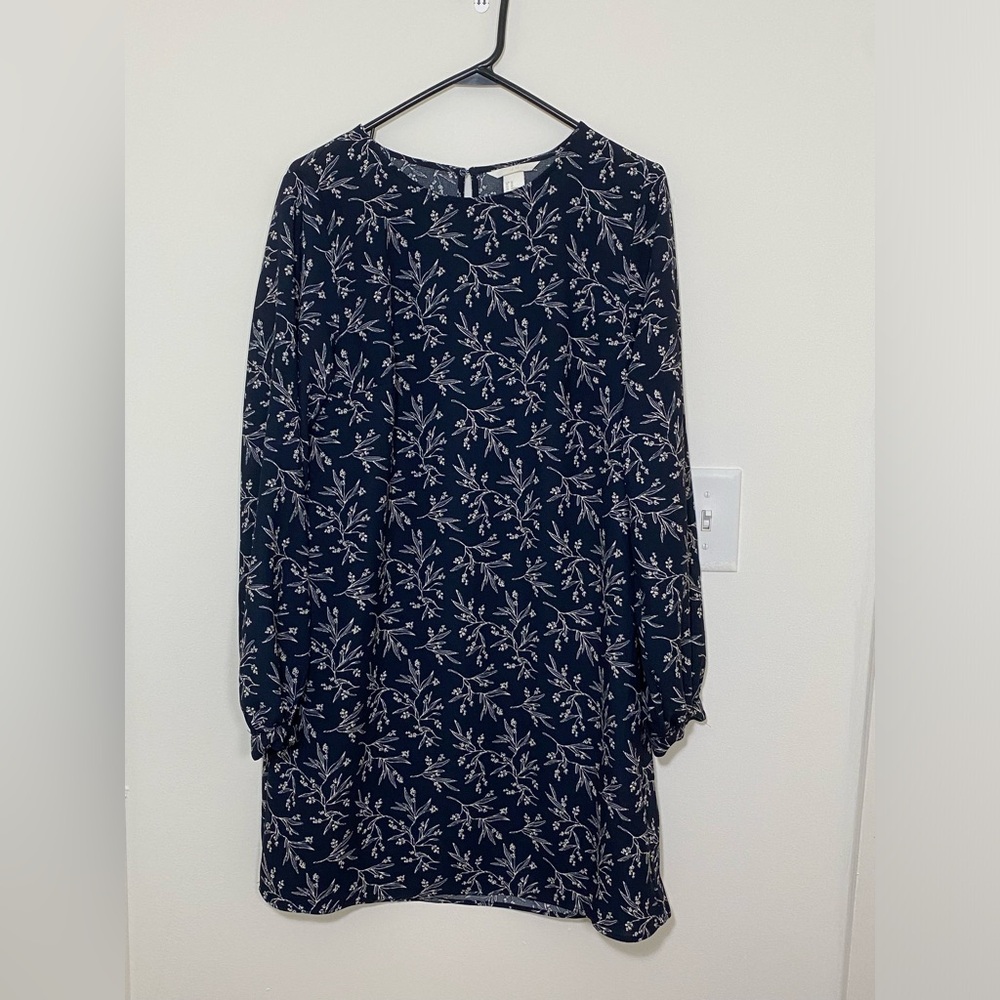 H&M Blue Long Sleeve Floral Dress size 10
